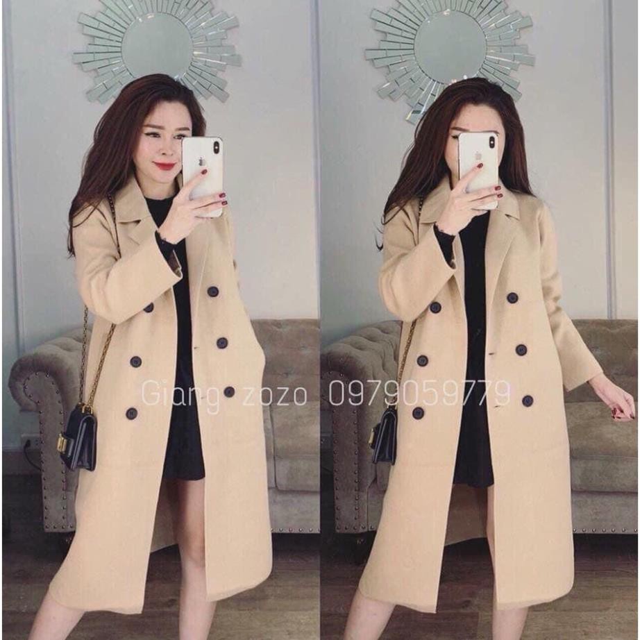 Áo dạ tweed cổ vest, áo khoác dạ măng tô hàn dài Quảng Châu