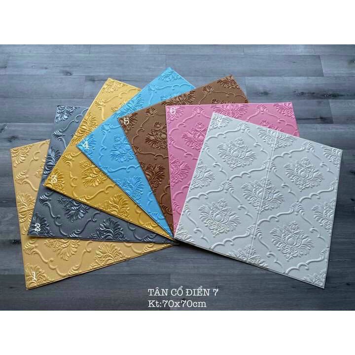 Xốp Dán Tường 3D Giả Da Hoa Văn, Kích Thước 70x70 Cm