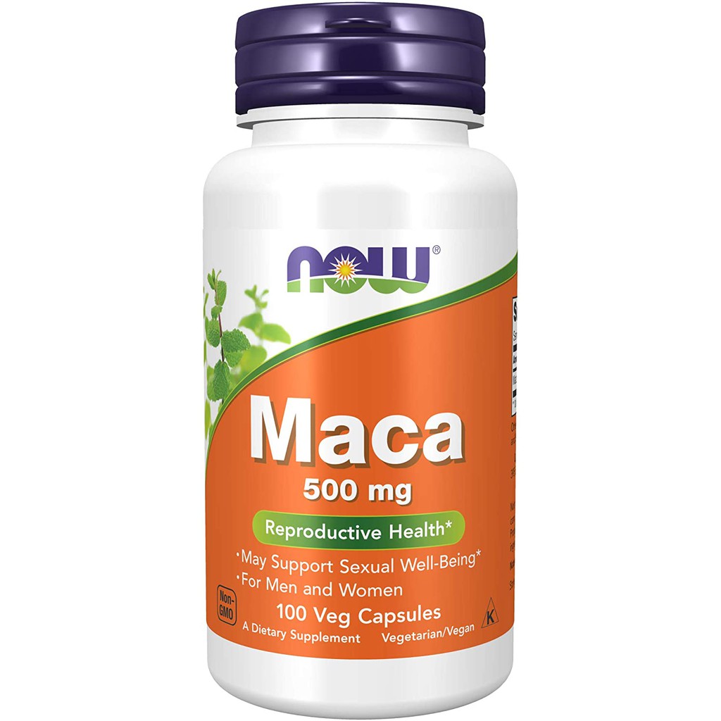 Viên uống tăng cường sinh lực, cải thiện khả năng sinh lý Now Maca 500mg 100 viên