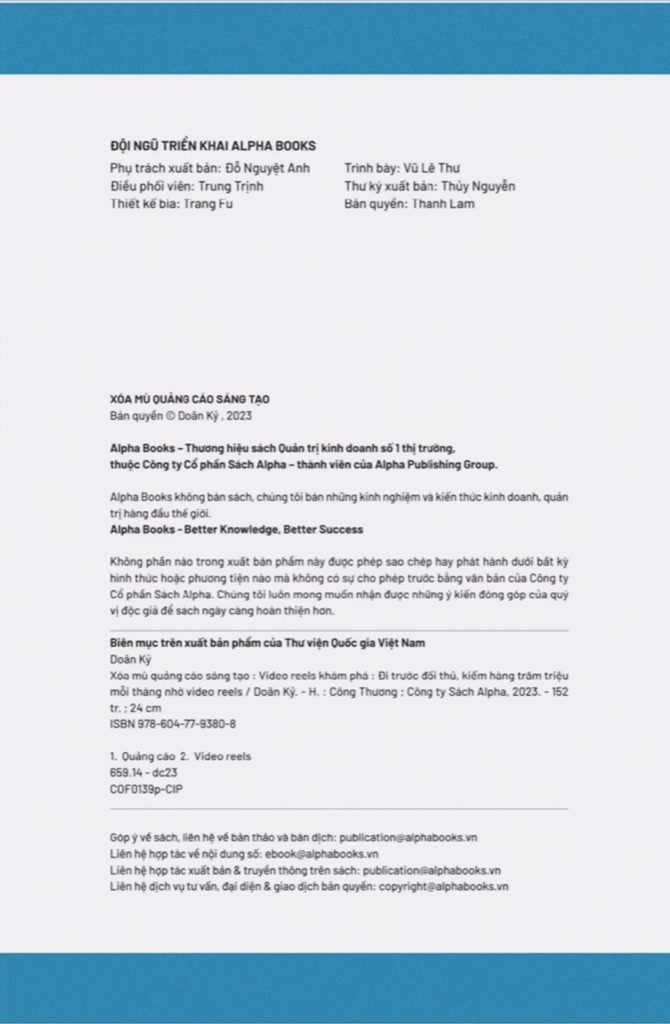 Sách - Xóa Mù Quảng Cáo Sáng Tạo - Video Reels Khám Phá (Alpha Books) | BigBuy360 - bigbuy360.vn