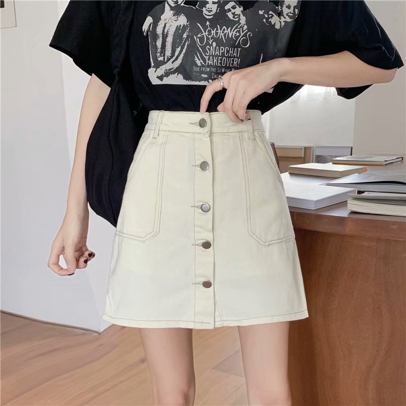 Chân váy chữ A bigsize Ansu cài nút có quần lót trong siêu xinh