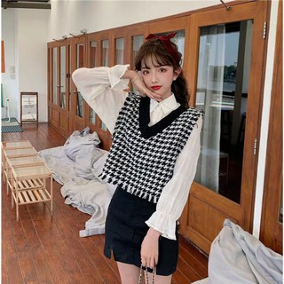 (Sẵn) Gile đen trắng basic Hàn Quốc style ulzzang