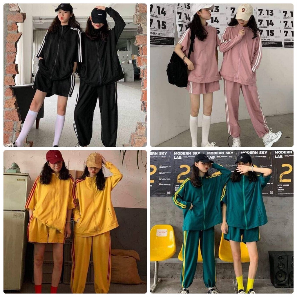 Set bộ thể thao 2 sọc couple form rộng unisex