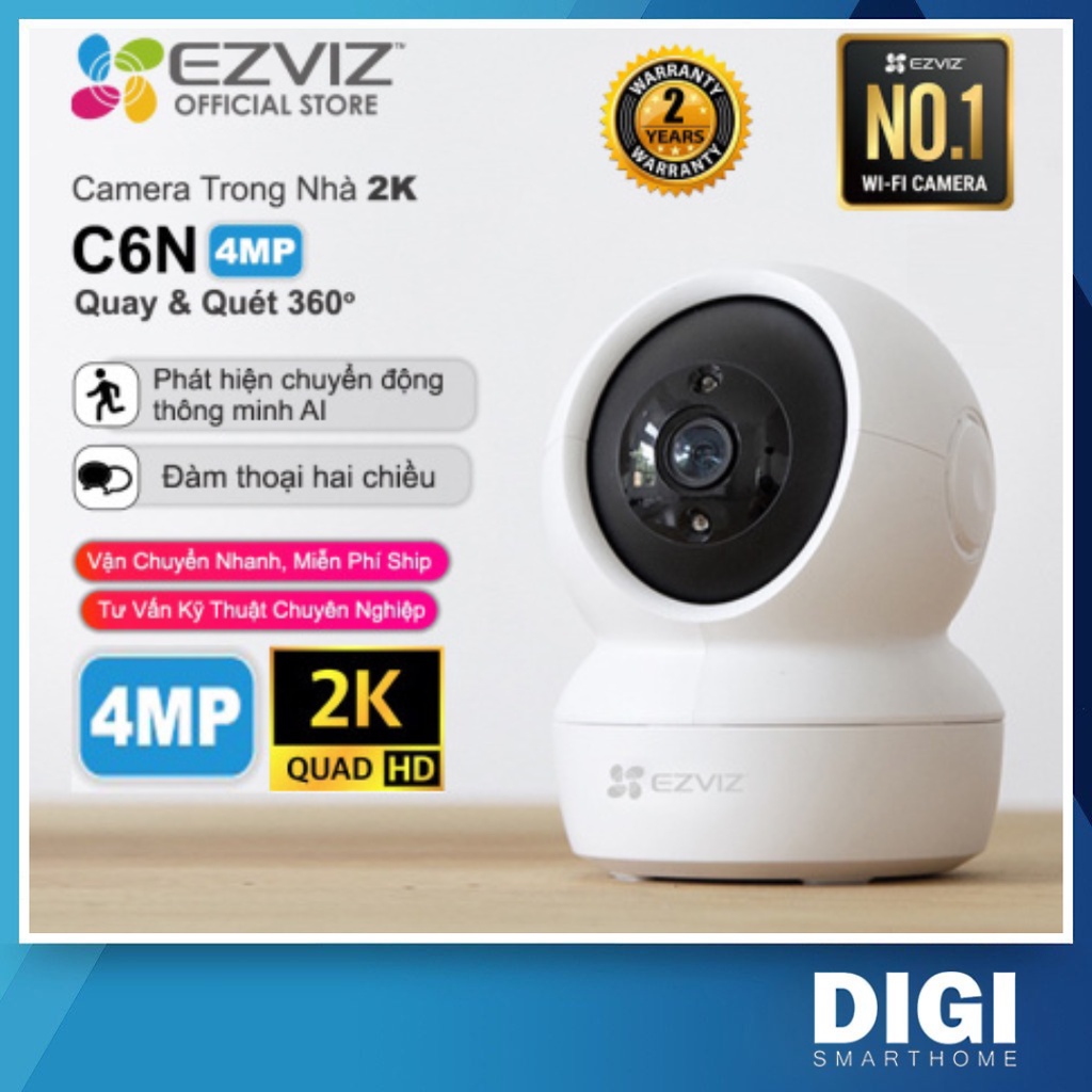 Camera Wifi EZVIZ C6N 4MP Full HD 2K - Xoay 360 độ, Đàm Thoại 2 Chiều, Phát Hiện Chuyển Động - DIGI SmartHome