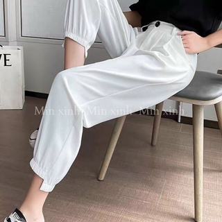  Quần baggy nữ gấu lệch bo chun chân Quần jogger nữ Milala Shop chất chéo hàn nhiều màu QB072 