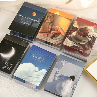 Tệp 50 tấm sticker phong cảnh cuộc sống 2 cực chill vintage aesthetic trang trí sổ bullet journal, decor quà