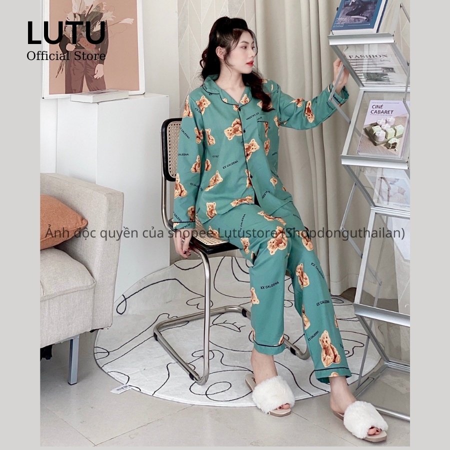 Bộ ngủ pijama áo dài quần dài chất Kate Thái