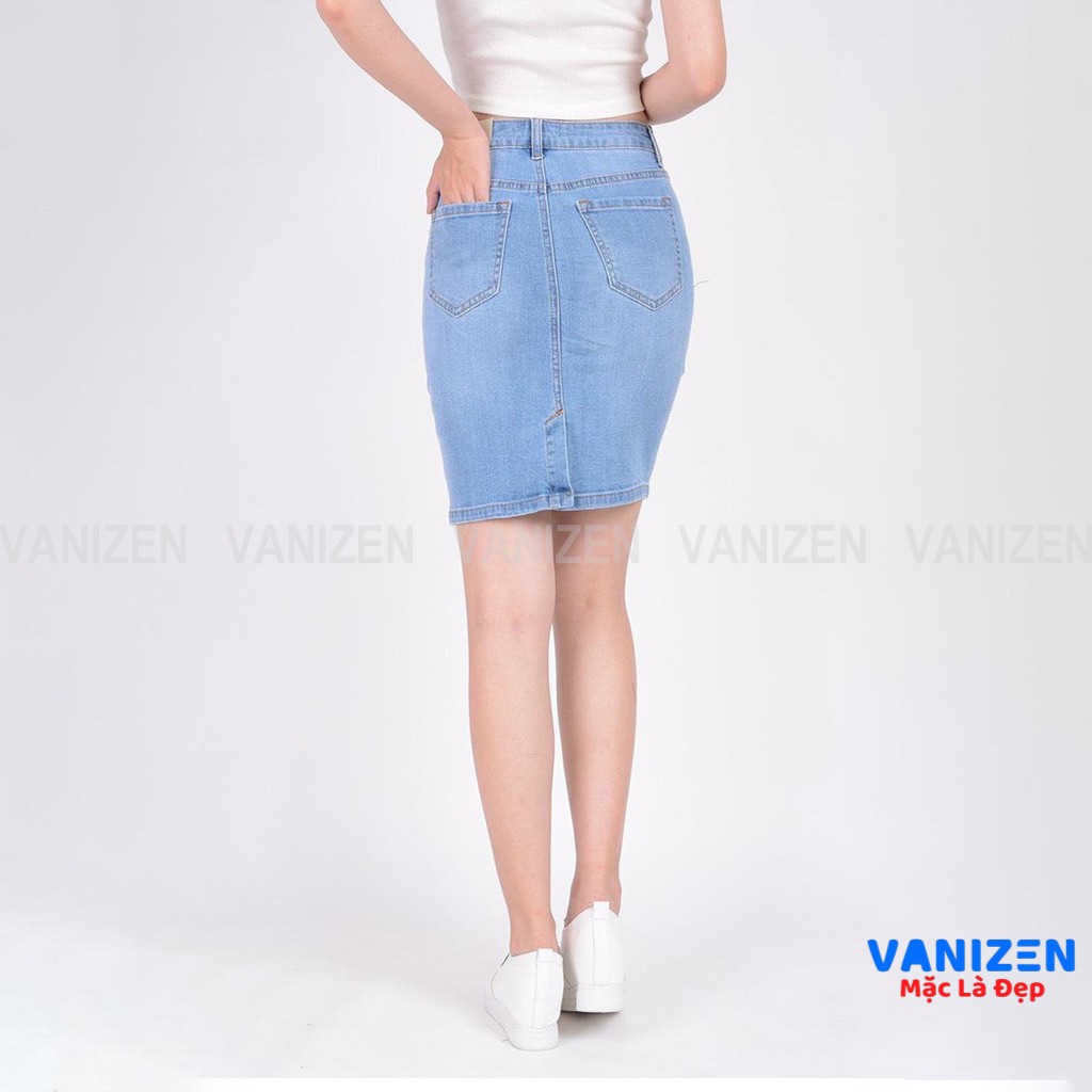 Chân váy bút chì jean nữ đẹp lưng cao trơn hàng hiệu cao cấp mã 360 VANIZEN