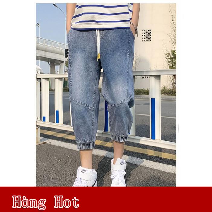 Quần Jean Jogger Unisex ⚡𝐅𝐫𝐞𝐞𝐒𝐡𝐢𝐩⚡ Quần Ngố Bò Nam Nữ ⚡ Có Dây Rút Cạp Chun - Chất Vải Jean Co !
