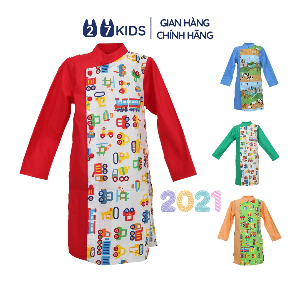 Áo dài cách tân AZUNA KIDS cho bé trai - vải cotton thô hàn quốc