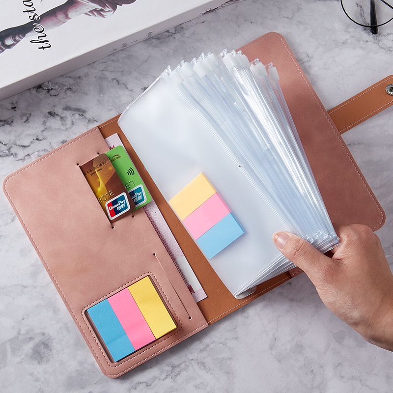 Sổ còng bìa da A6 SOSAMA sổ tay bìa da PU gáy còng kèm phụ kiện và giấy note đa năng SN-001423