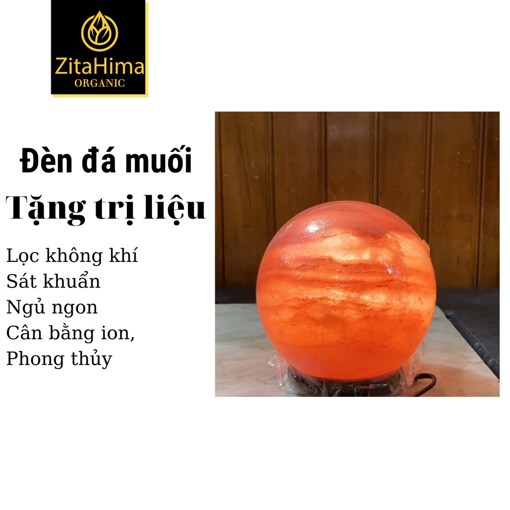 Đèn Đá Muối Đã Chế Tác Hình Cầu ZitaHima - Quà tặng sức khỏe