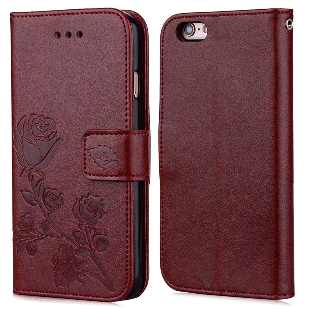 For iPhone 5 5se 6 6s 7 8 Plus 3D Embossed Flower Leather case