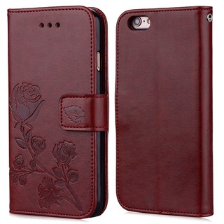 For iPhone 5 5se 6 6s 7 8 Plus 3D Embossed Flower Leather case