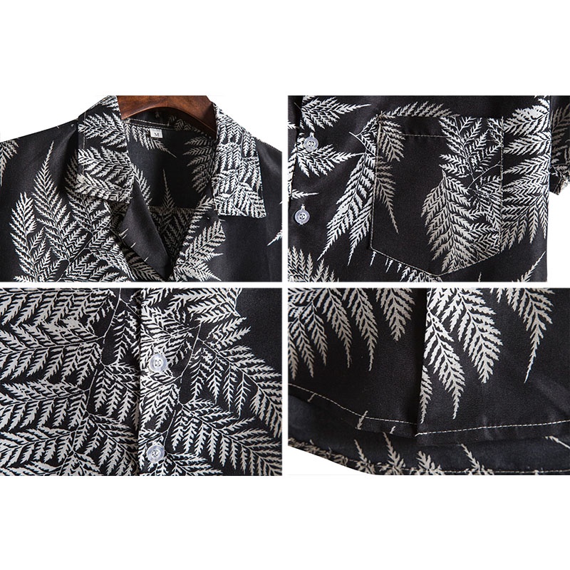 Áo Sơ Mi Tay Ngắn Dáng Rộng In Họa Tiết Hoa Phong Cách Hawaii Cổ Điển Màu Xanh Navy / Đen / Vàng / Xanh Lá Cho Nam
