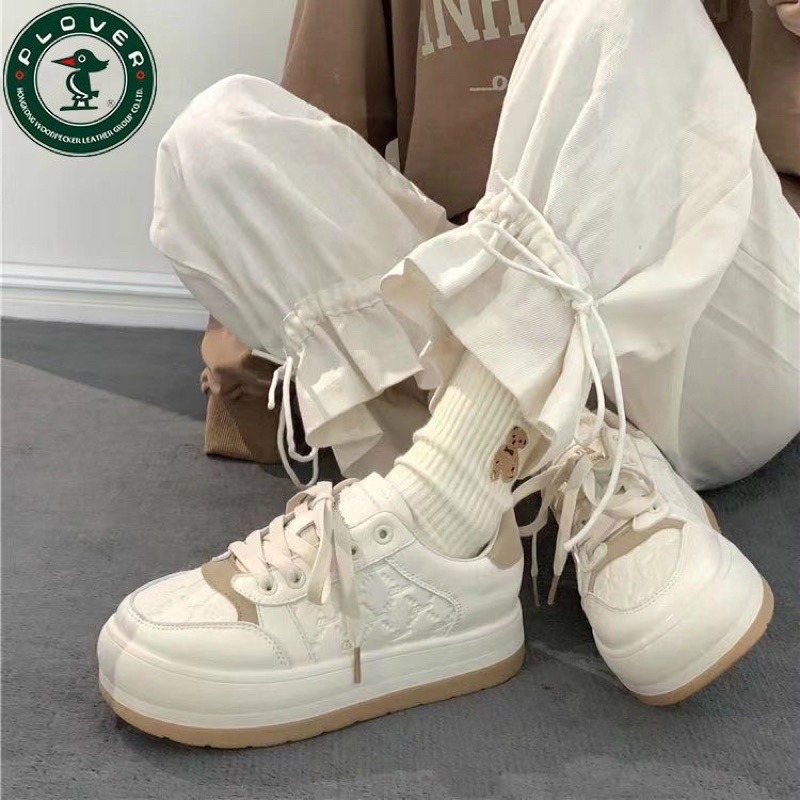 Giày thể thao ullazang phối 2 màu xanh trắng, giày nữ đế bánh mì, sneaker độn đế hack chiều cao, hợp đi học, đi chơi