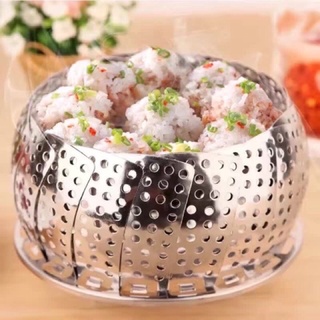 Vỉ hấp inox 3 chân có lỗ thoát hơi-Vỉ hấp thực phẩm gấp gọn, tiện lợi dùng cho nồi thường và nồi hấp