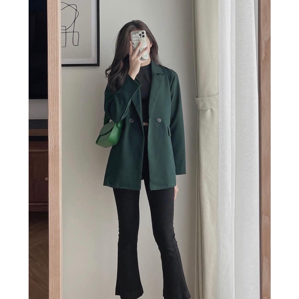 Áo Blazer 1 lớp tay dài màu trơn cho nữ Áo khoác chất tuyết mưa Junnie Closet | BigBuy360 - bigbuy360.vn