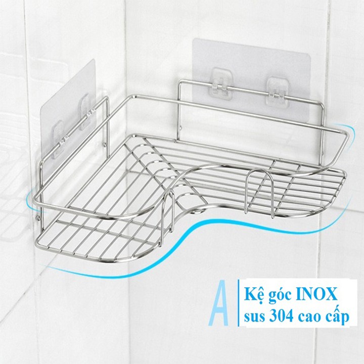 Kệ Góc Dán Tường Inox 304, Giá Để Đồ Nhà Tắm Dán Tường Tiện Lợi Thông Minh