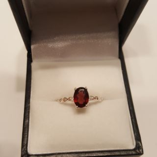 Nhẫn Bạc Ý - Đá Garnet