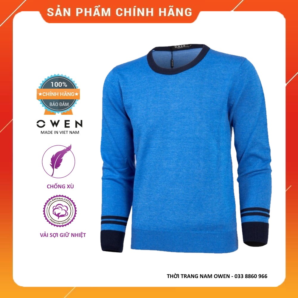 (CHỐNG XÙ)  Áo len nam Owen cổ tròn màu xanh ALD 80502