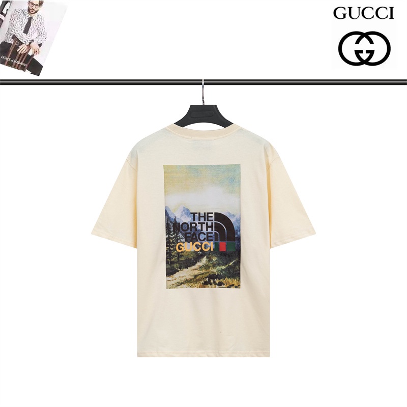 Áo Thun Tay Ngắn Cổ Tròn In Logo Gucci Và THE NORTH FACE