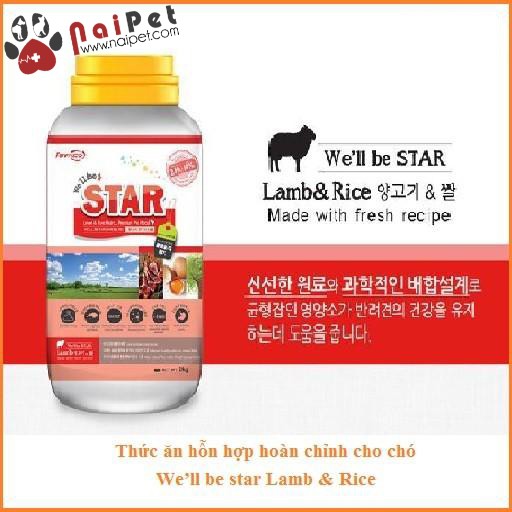 Thức Ăn Hỗn Hợp Vị Cừu Và Gạo Cho Chó Mọi Lứa Tuổi We’ll Be Star Lamb &amp; Rice túi 500g