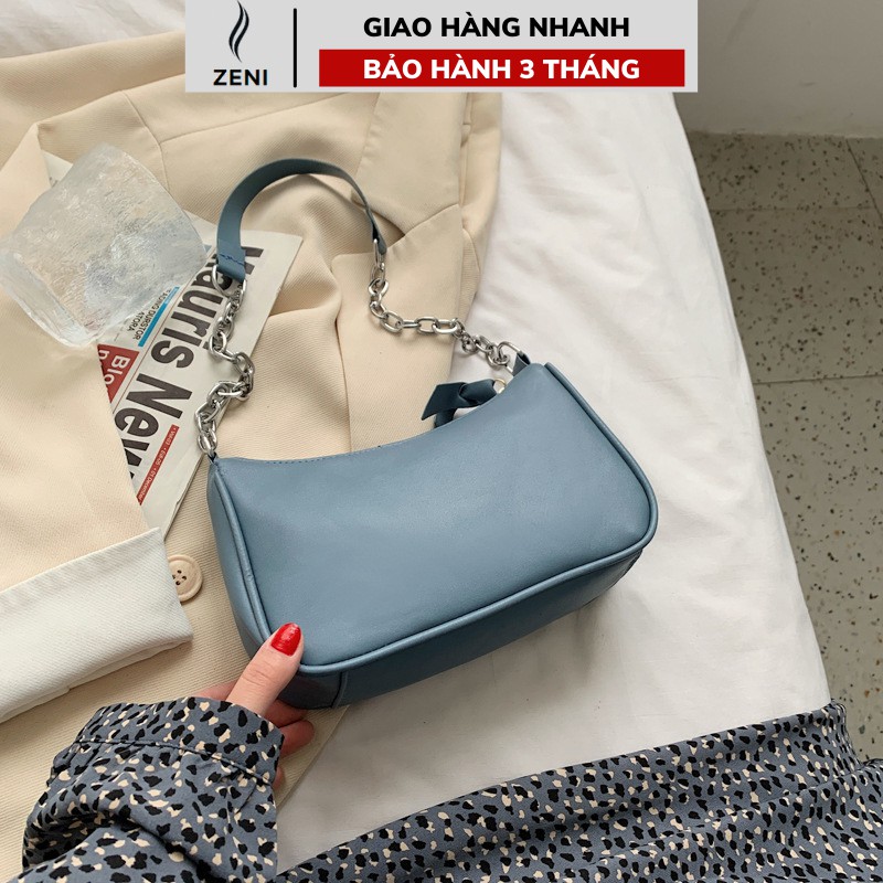 Túi kẹp nách nữ, túi đeo vai nữ dây xích da mềm, trơn túi xách nữ đep thời trang cá tính giá rẻ ZENI SP028