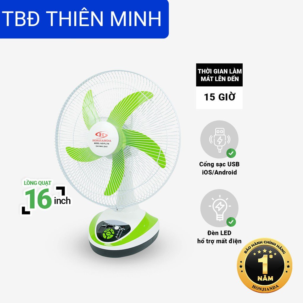 QUẠT SẠC TÍCH ĐIỆN HONJIANDA HJD FL316 2 BÌNH
