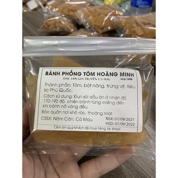 Bánh phồng tôm ngon |GÓI 50G| Bánh phồng tôm Năm Căn| Đặc sản Cà Mau|Loại 30% tôm| VUA PHỒNG TÔM