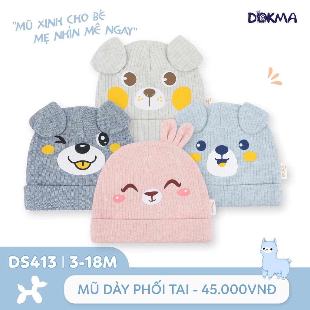 Mũ sơ sinh bo dày phối tai Dokma DS440