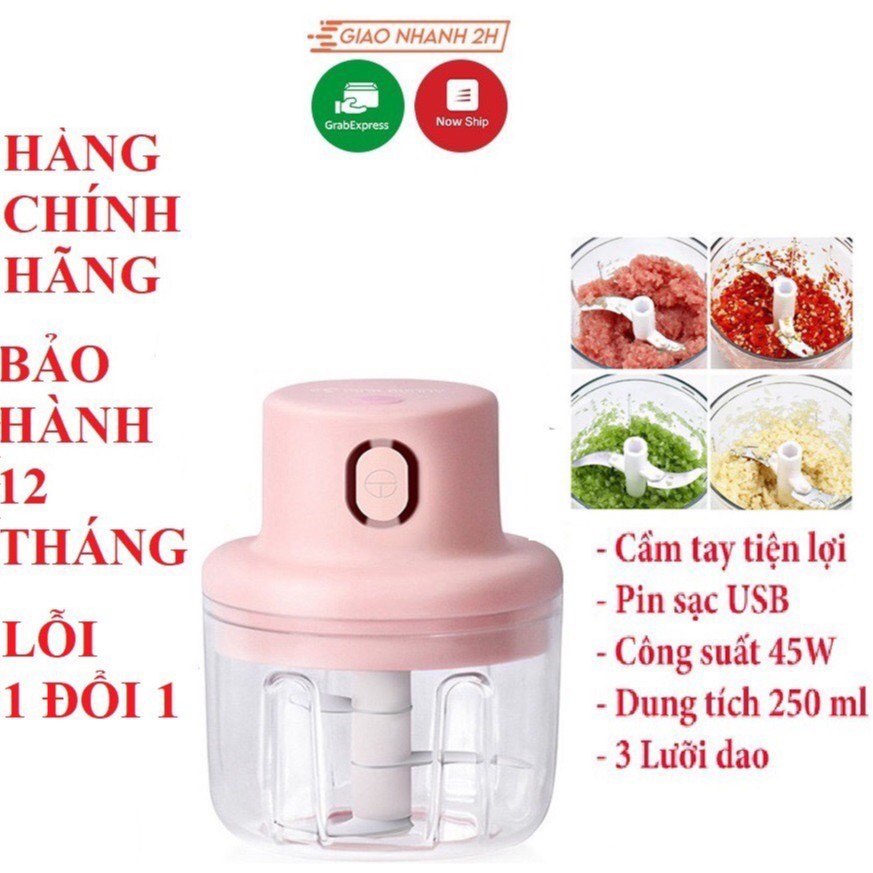 MÁY XAY TỎI ỚT MINI ĐA NĂNG ✅FREESHIP✅ - SẠC PIN CAO CẤP - XAY TỎI ỚT, HÀNH, RAU CỦ QUẢ DUNG TÍCH 250ML✯✯✯✯✯