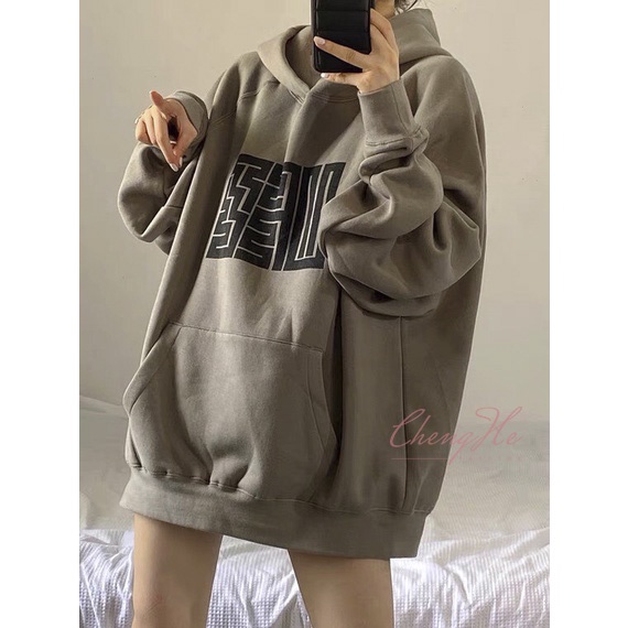 Áo hoodie liền mũ dáng rộng oversize hoạ tiết độc đáo/ áo nỉ kèm túi phong cách cá tính  A00131