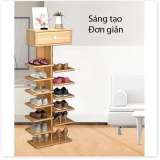 Kệ giày gỗ 7 tầng 14 ngăn, kệ giày cây
