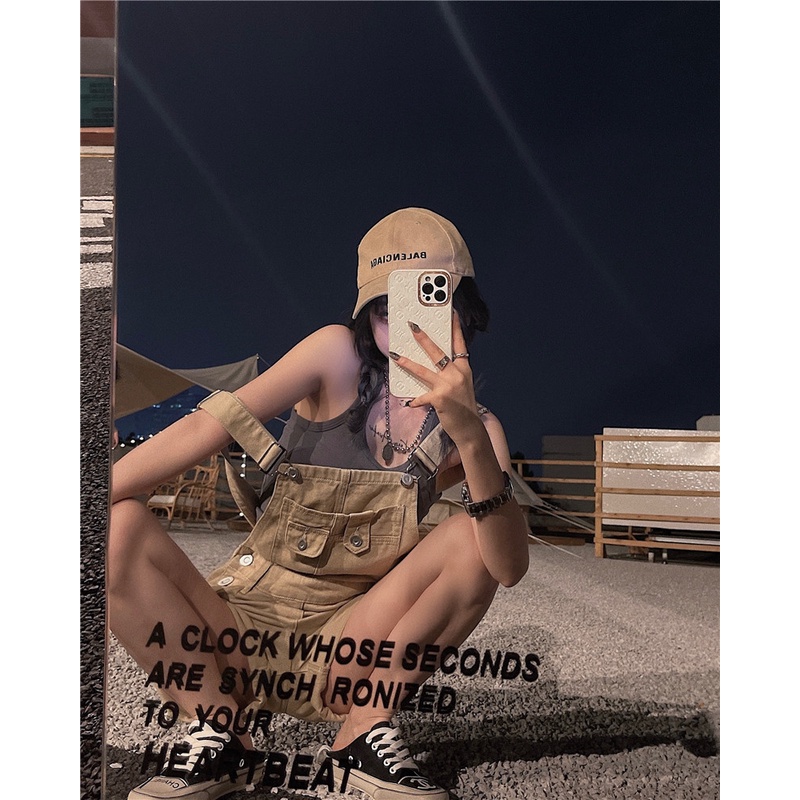 Quần Yếm denim Ngắn Ống Rộng Lưng Cao Thời Trang Mùa Hè Cho Nữ