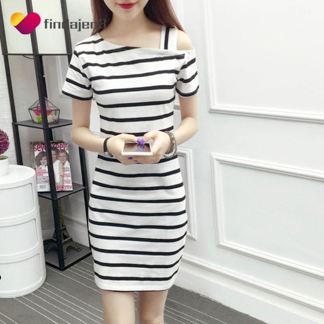 Đầm Nữ Trễ Vai Dáng Ôm Kẻ Sọc Thời Trang | BigBuy360 - bigbuy360.vn