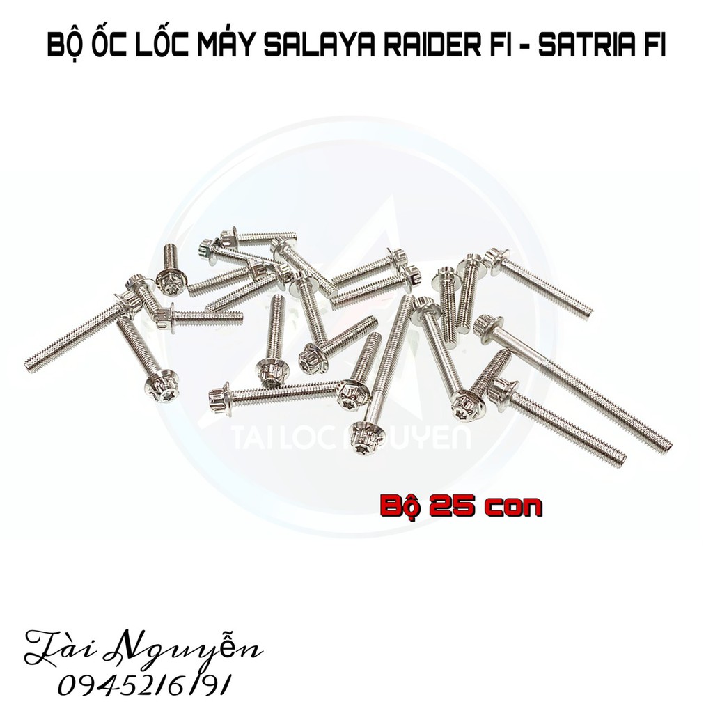 BỘ ỐC LỐC MÁY INOX SALAYA DÀNH CHO XE MÁY CÁC DÒNG