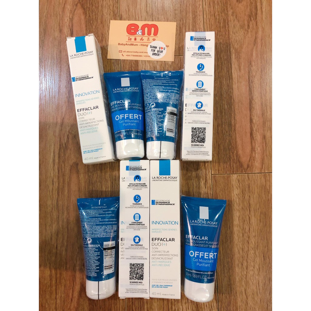 Set kem dưỡng da La Roche Posay Effaclar Duo+ 40ml + sữa rửa mặt effaclar 40ml