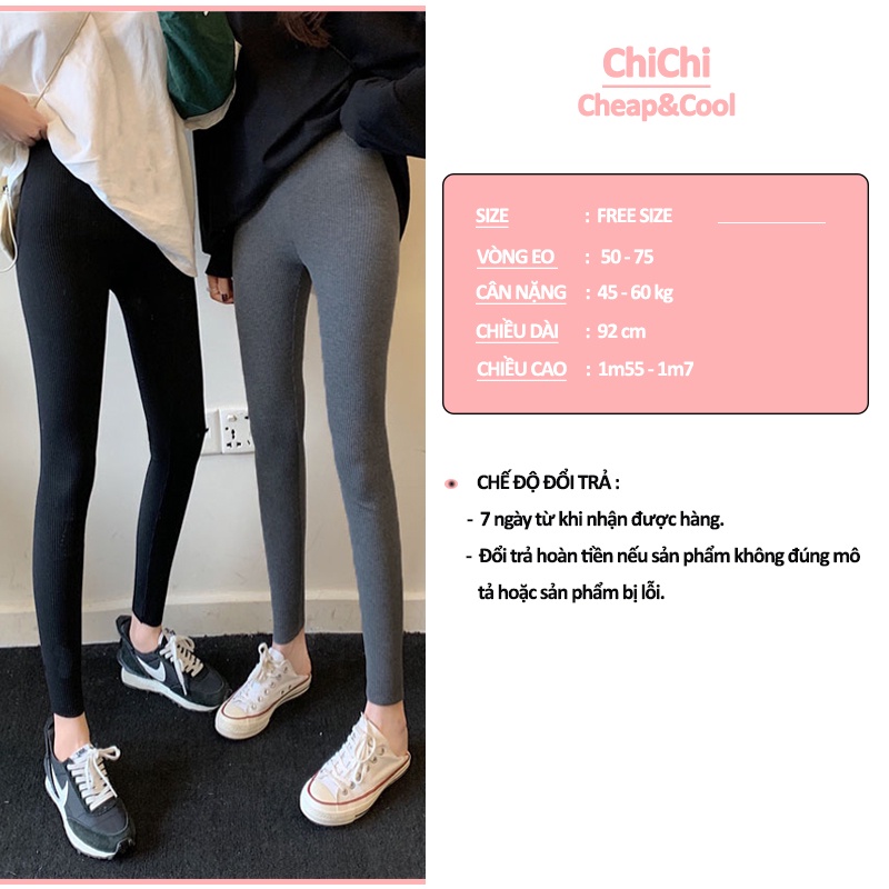 Quần legging nữ dài thun gân fnlm cao cấp nâng mông cạp cao cotton dày dặn ChiChi HM08 | WebRaoVat - webraovat.net.vn