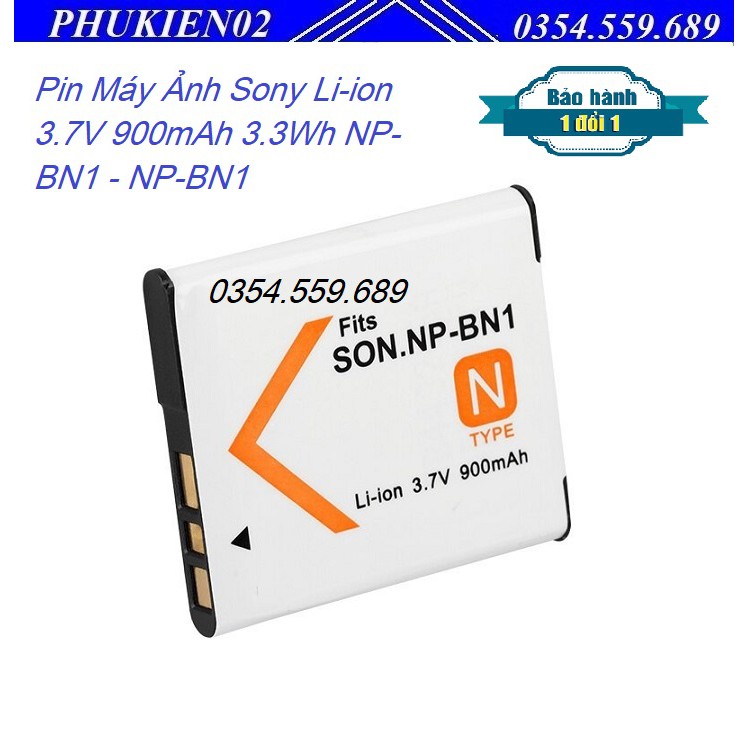 Pin Máy Ảnh Sony Li-ion 3.7V 900mAh 3.3Wh NP-BN1 - NP-BN1