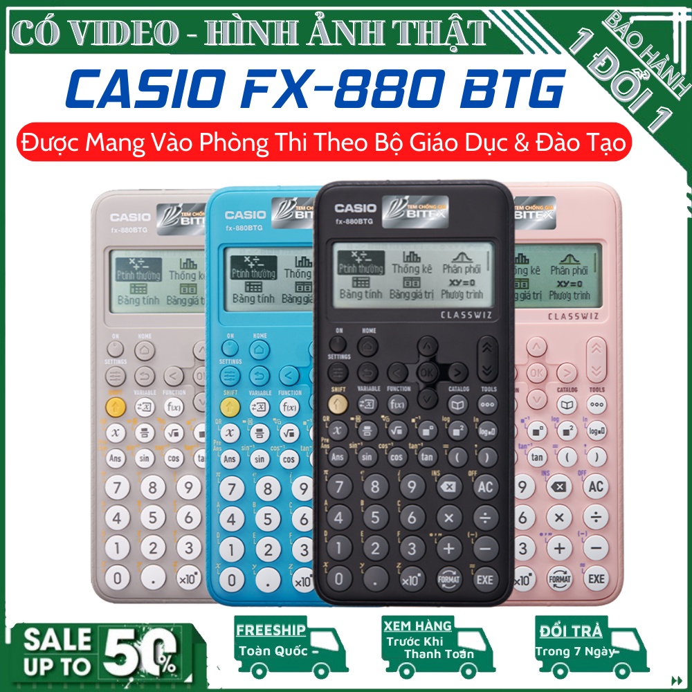 Máy Tính CASIO Fx-880BTG Mới Nhất Dành Cho Học Sinh Cấp 2 Cấp 3, Lớp 6 Đến Lớp 12 Chuyên Dụng Mang Vào Phòng Thi