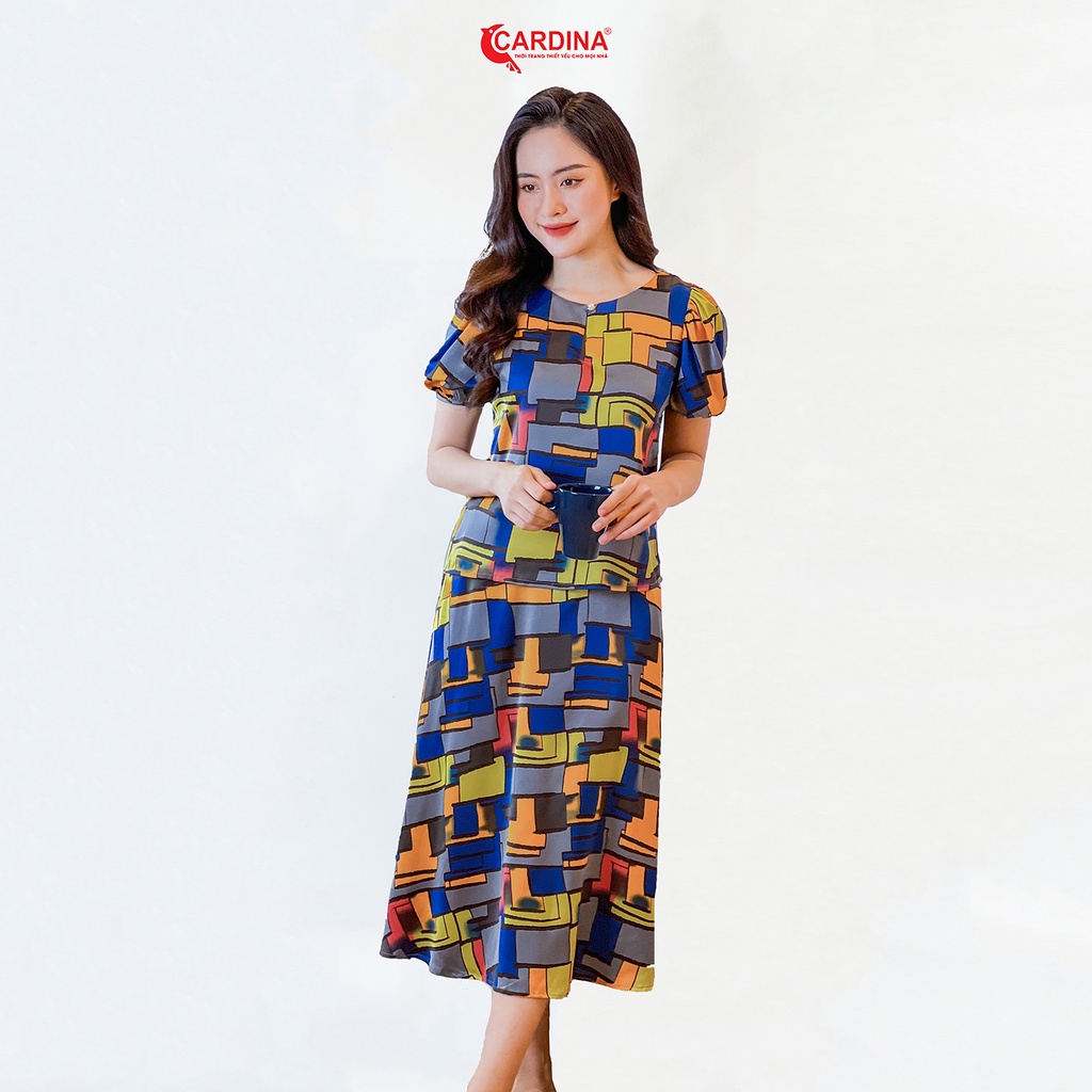 Set Đồ Nữ 𝐂𝐀𝐑𝐃𝐈𝐍𝐀 Chất Lụa Satin Nhật Cao Cấp Áo Cộc Tay Chân Váy Chữ A  Họa Tiết Hoa Trẻ Trung 2VM03 | BigBuy360 - bigbuy360.vn