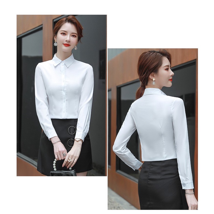 Áo sơ mi nữ công sở, sơ mi trắng dài tay mẫu cơ bản S32