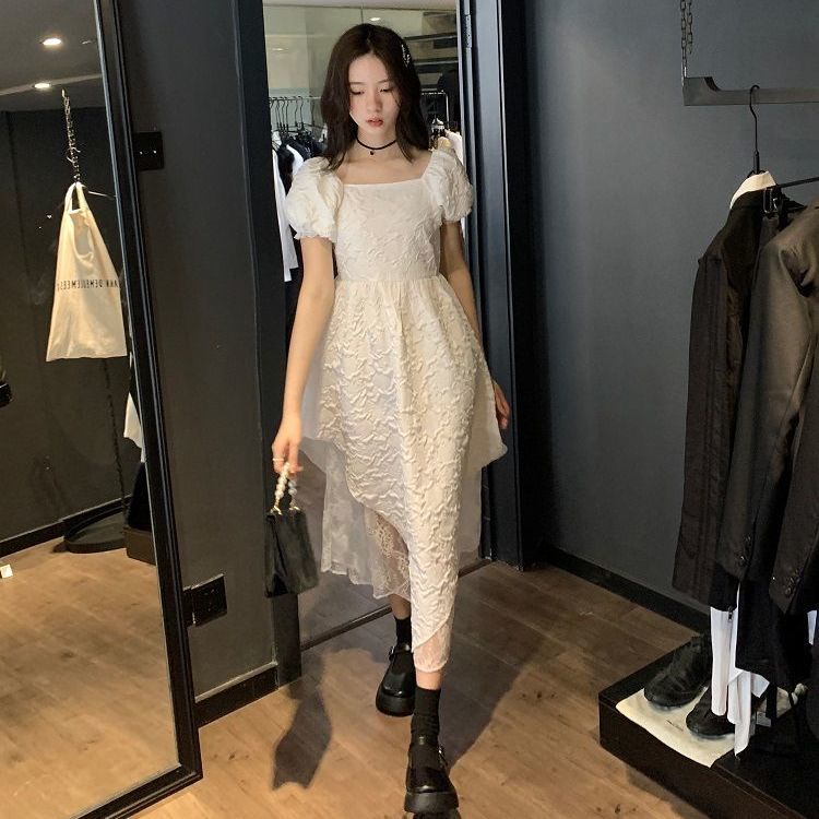 Đầm Tay Phồng Phối Ren Phong Cách Pháp Thời Trang Hè Trẻ Trung