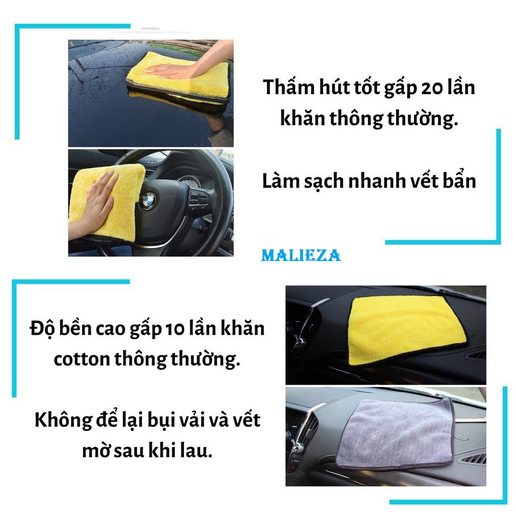 Khăn lau ô tô xe hơi lau bếp lau kính lau tay màu vàng xám 2 lớp cao cấp siêu sạch siêu thấm hút