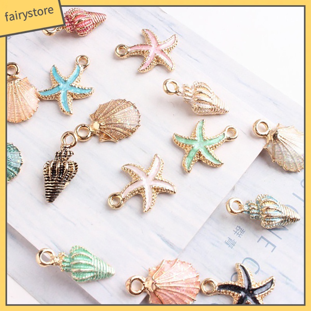 Set 10 Mặt Dây Chuyền Hình Sao Biển / Vỏ Sò Handmade DIY