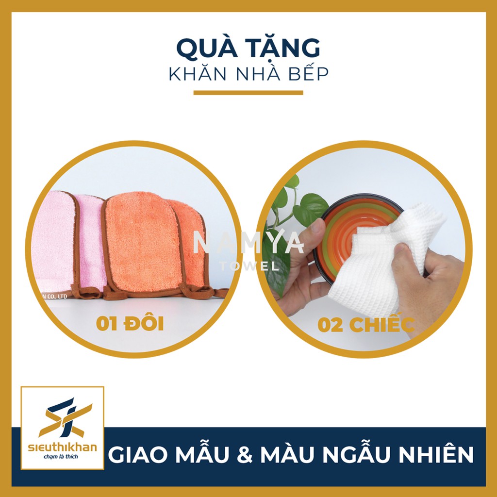 BỘ 3 KHĂN CHO GIA ĐÌNH: 1 KHĂN TẮM, 1 KHĂN GỘI, 1 KHĂN MẶT + SET KHĂN BẾP