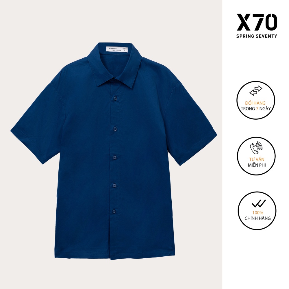 Áo Sơ Mi Nam Trơn Kiểu Dáng Cổ Bẻ Tay Ngắn Thiết Kế Thời Trang X70 - 07620001
