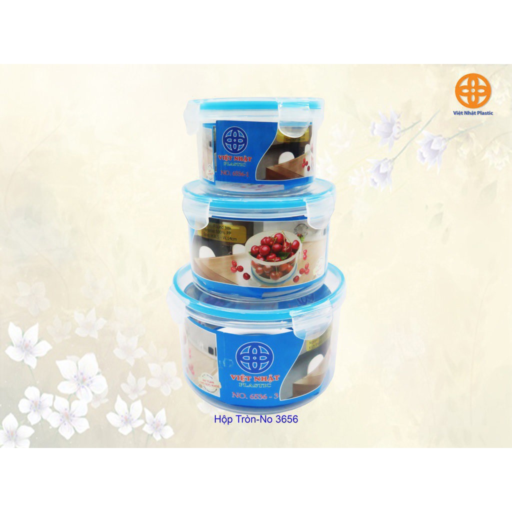 Hộp nhựa tròn Việt Nhật đựng thực phẩm - đồ dùng nhà bếp tiện ích