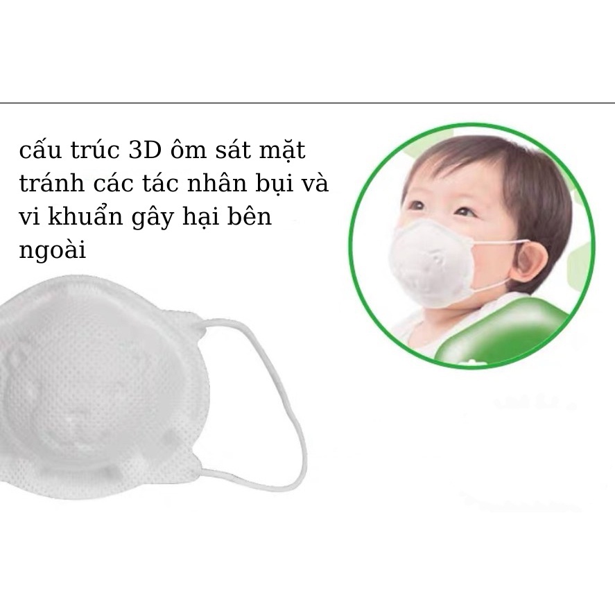 Set 3 Khẩu Trang Hình Gấu 3D UNI MASK Cho Bé 0-2 Tuổi Cho Bé Siêu Kháng Khuẩn Chống Bụi Mịn